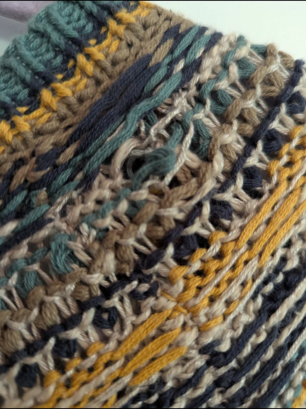 gimmicks by BKE Cream Cardigan with Teal and Mustard Fringe - Picture 5 of 5